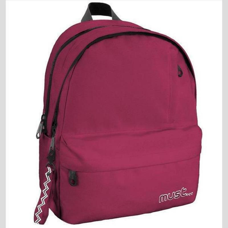 Must Τσάντα Πλάτης Monochrome rPet Μπορντώ με 2 Κεντρικές Θήκες