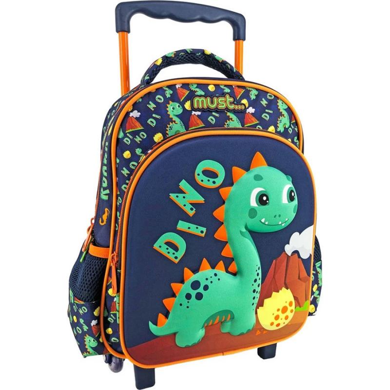 Must Σχολική Τσάντα Trolley Νηπίου 2 Θήκες 27x10x31 Δεινόσαυρος