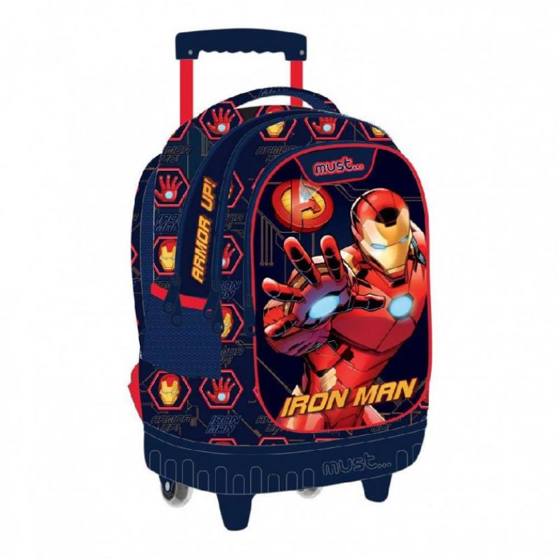 Must Τσάντα Trolley Δημοτικού 34x20x44 με 3 Θήκες Marvel Avengers Iron Man