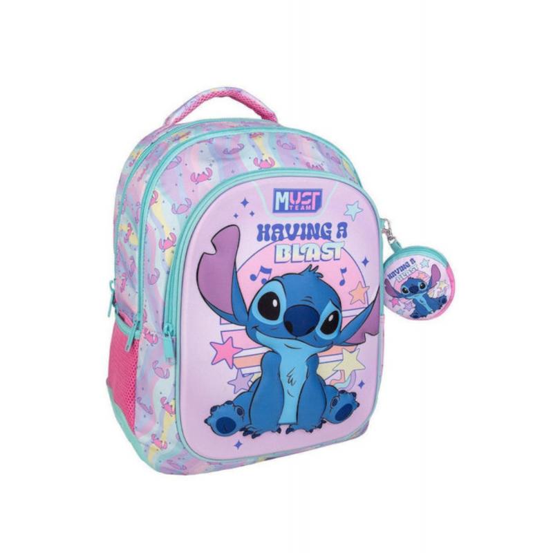 Must Τσάντα Πλάτης Δημοτικού με 3 Τσέπες 32x18x43 εκ. Disney Stitch Having A Blast