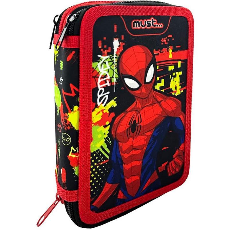 Must Σχολική Κασετίνα Τριπλή Γεμάτη Marvel Spiderman