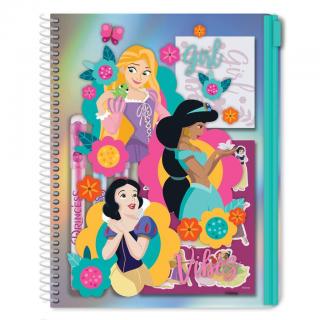 Σημειωματάριο Σπιράλ Α5 σε PVC Θήκη με Φερμουάρ Disney Princess Girl Vibes