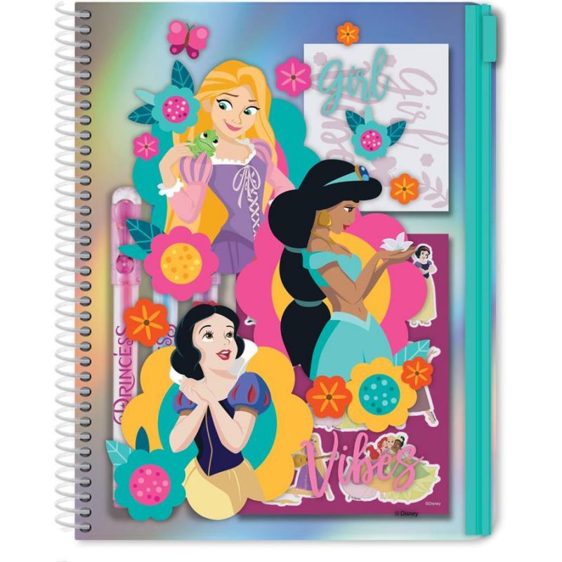 Σημειωματάριο Σπιράλ Α5 σε PVC Θήκη με Φερμουάρ Disney Princess Girl Vibes
