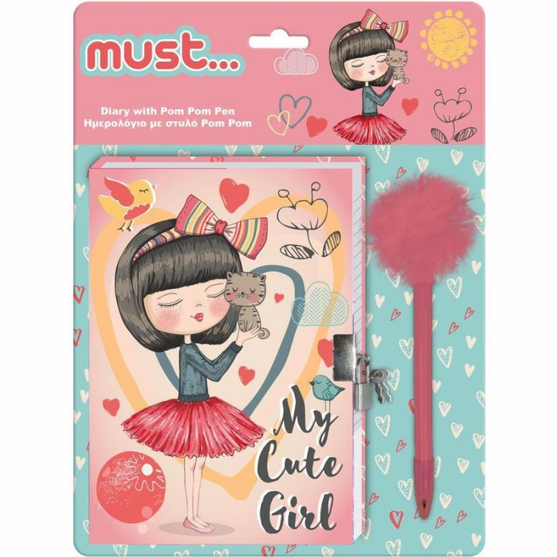 Ημερολόγιο με Κλειδαριά (12χ18) και Στυλό με Πομ Πον