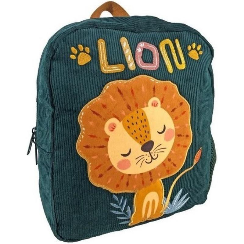 Must Σχολική Τσάντα Πλάτης Νηπίου Κοτλέ 1 θήκη Corduroy Lion