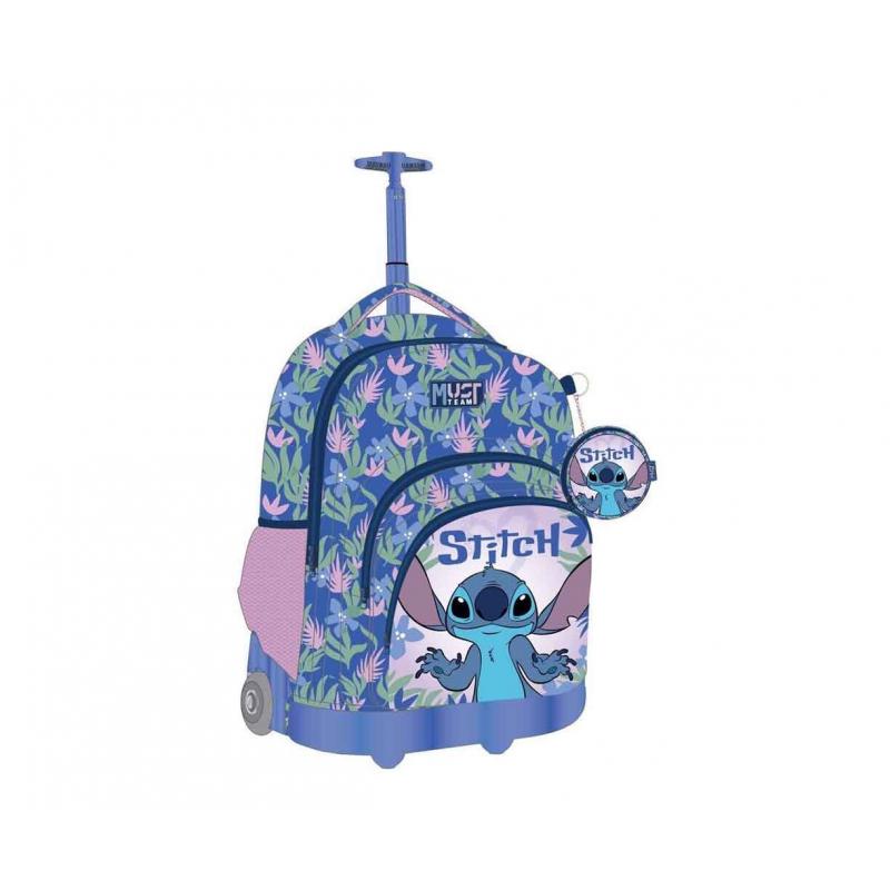 Must Trolley Δημοτικού Disney Stitch ΅e 3 Θήκες και Τηλεσκοπικό Χερούλι