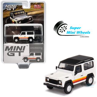 1:64 Mini GT Land Rover Defender 90 Wagon White #378