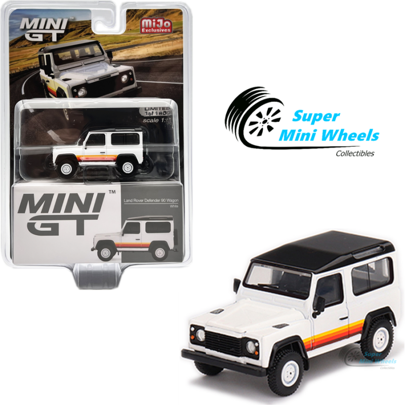 1:64 Mini GT Land Rover Defender 90 Wagon White #378