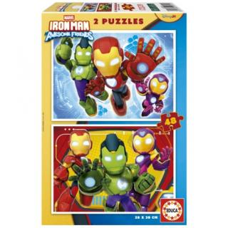 Educa Puzzle 2 x 48 τεμ. Disney Jr. Marvel Iron Man and his Awesome Friends