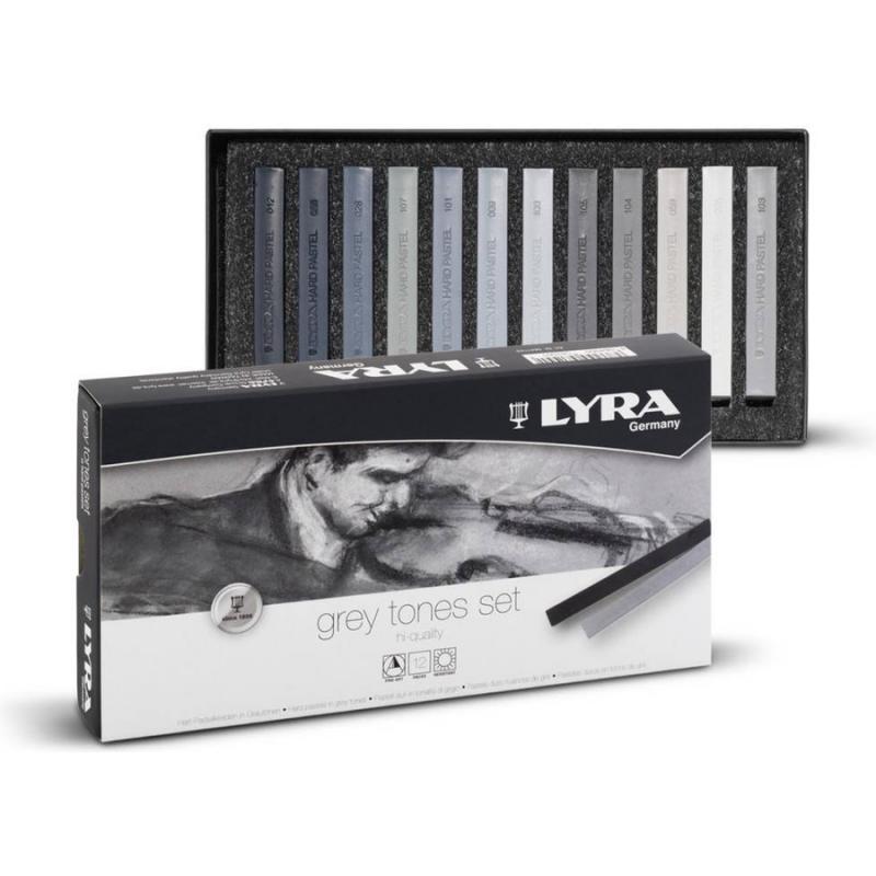 Παστέλ Σετ 12 τεμ. Γκρι Τόνοι Lyra Polycrayons