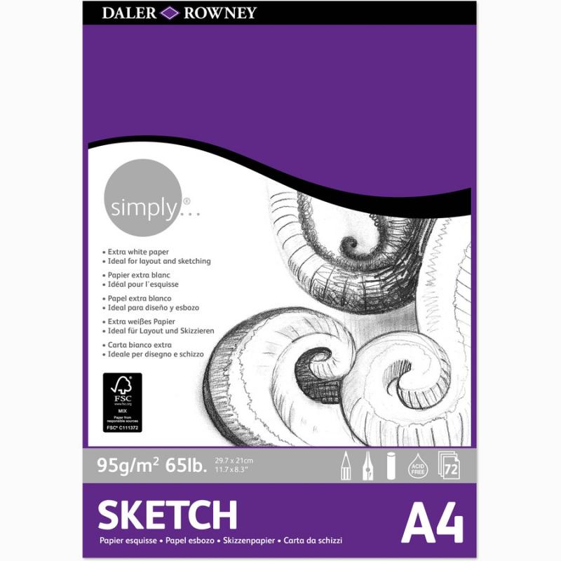 Simply A4 Sketch Pad 95gsm 72 sh.