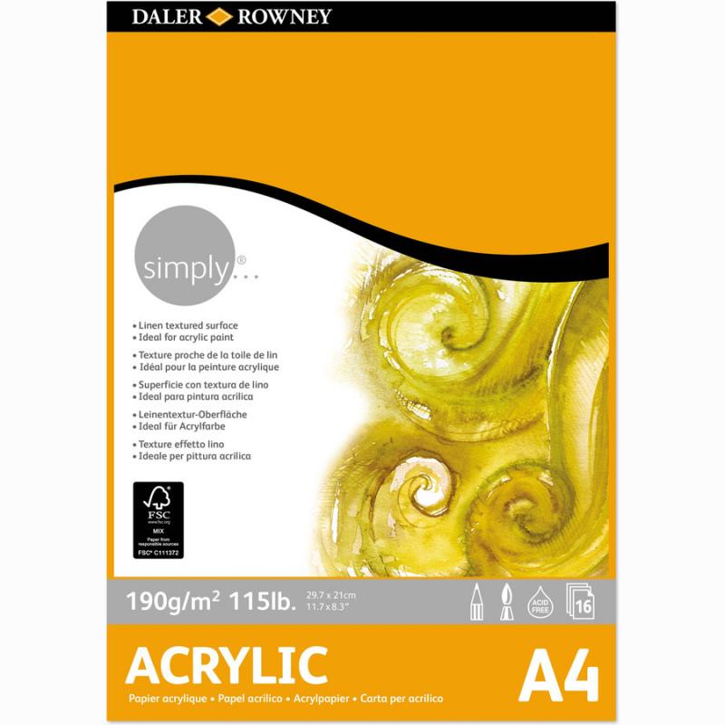 Simply A4 Acrylic Pad 190gsm 16 sh.