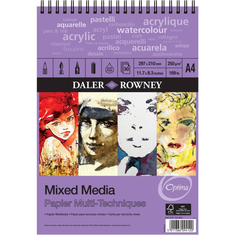 Daler Rowney Mixed Media Spiral A4 250gsm 30 sh.