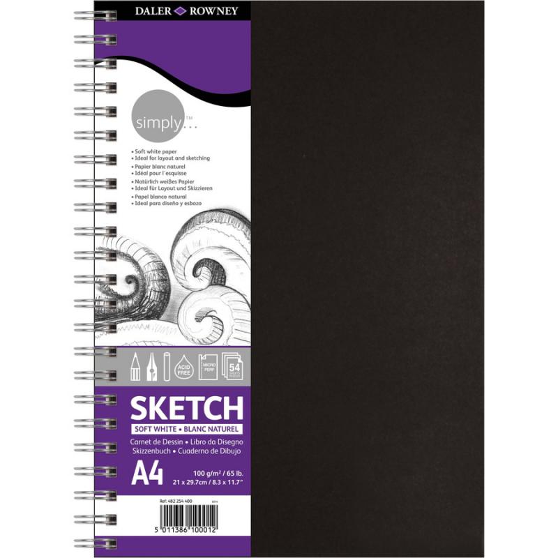 Daler Rowney Simply Sketch Spiral Hardback A4 100gsm 54 sh.