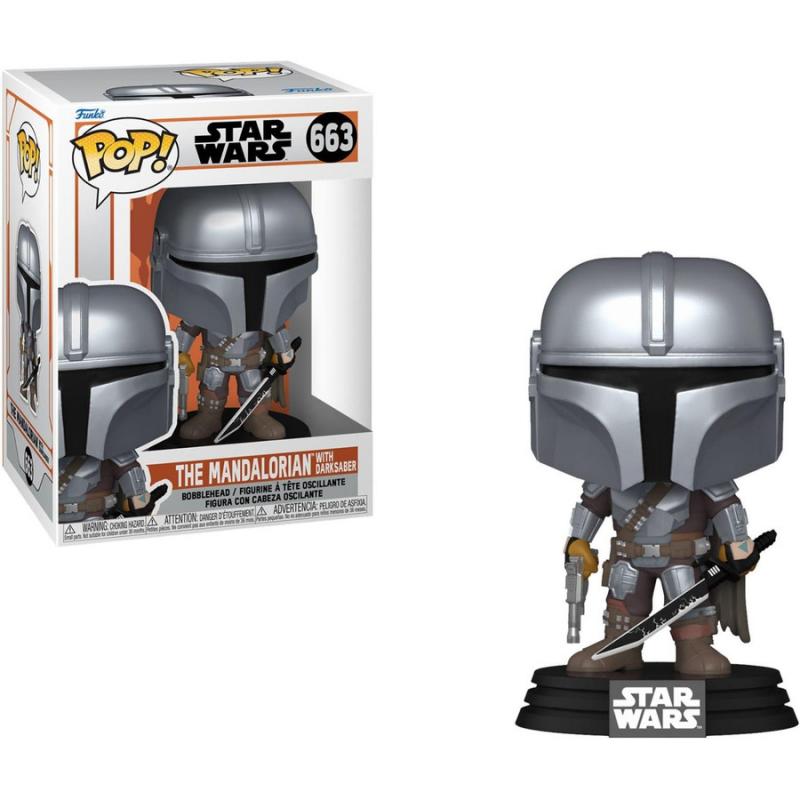 Funko Pop! Disney Star Wars: The Mandalorian - The Mandalorian with Darksaber #663 Bobble-Head