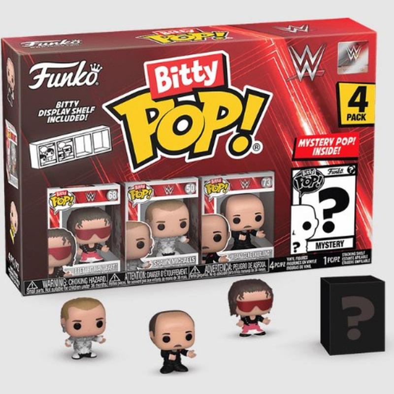 Funko Bitty Pop! WWE: Vinyl Figure 4-Pack Bret Hart, Shawn Michaels, Gene Okerlund & Mystery 2,5 cm