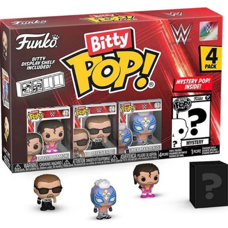 Funko Bitty Pop! WWE: Vinyl Figure 4-Pack Razor Ramon, Diesel, Mysterio and Mystery 2,5 cm