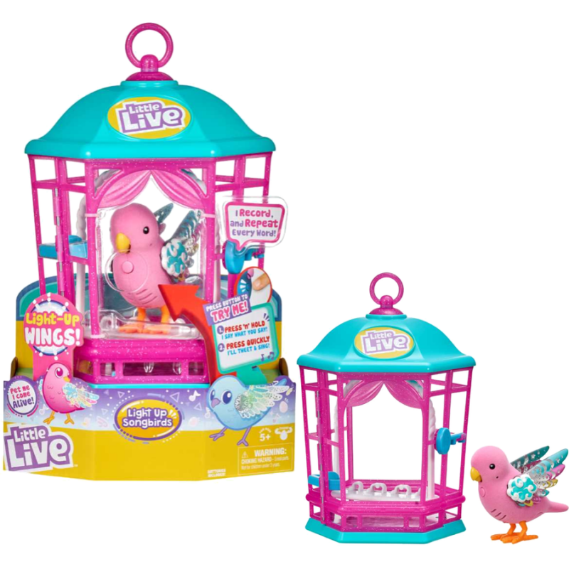 Rainbow Glow (Ροζ) - Little Live Pets Κλουβί με Πουλάκι Cocoritos