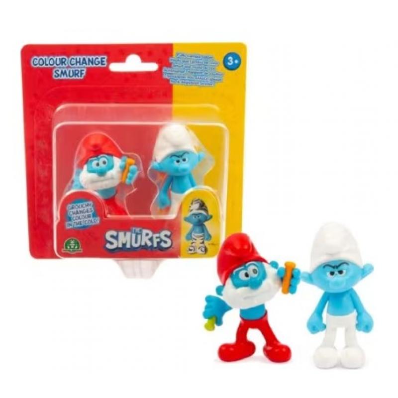 The Smurfs - Στρουμφάκια 2 Φιγούρες 5 εκ. με Αλλαγή Χρώματος ( Μπαμπαστρούμφ & Γκρινιάρης)