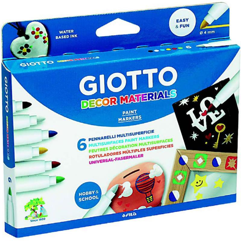 Μαρκαδόροι Decor 6 τεμ. Giotto Για Διάφορες Επιφάνειες