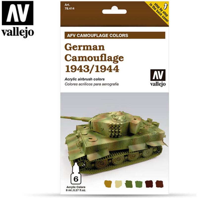 AFV Camouflage Colors - Vallejo 6x8ml Air Colour Set - German Camouflage 1943-4