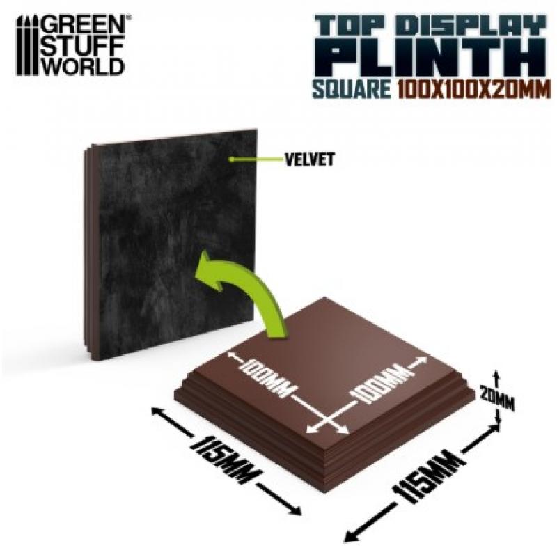 Green Stuff World: Square Wood Display Base 10 x10 cm - Hazelnut Brown