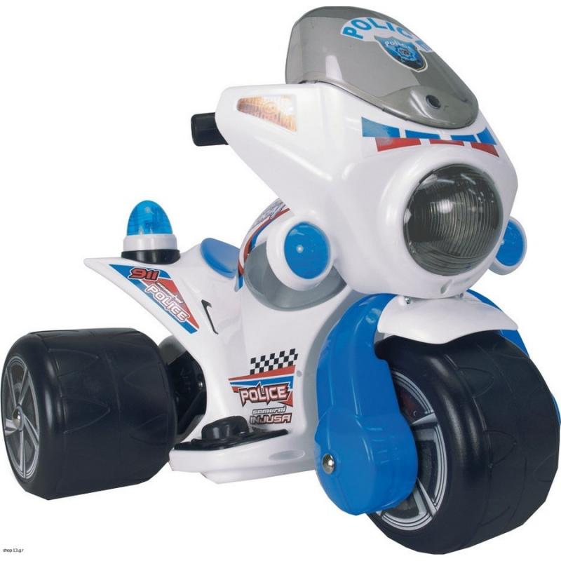 Tricycle Ride-On Bike (6V) with LED Light and Sound - 'Samurai Police' - Injusa