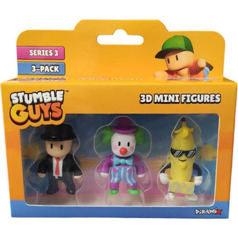 Stumble Guys Series 3 3D Mini Figures 3 Pack - Mr. Business, Clown Bozo & Unpeeled