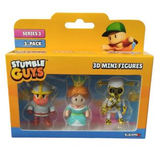 Stumble Guys Series 3 3D Mini Figures 3 Pack - Viking Bjorn, Princess & Bonez McBling
