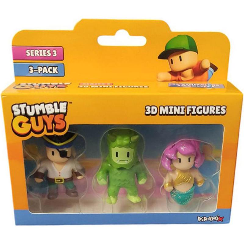 Stumble Guys Series 3 3D Mini Figures 3 Pack - Pirate Seadog, Swamp Troll & Sereia