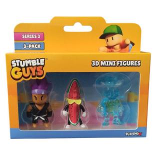 Stumble Guys Series 3 3D Mini Figures 3 Pack - Dark Firefist, Watermelon Guy & Capt. Diamondheart