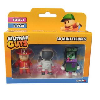 Stumble Guys Series 3 3D Mini Figures 3 Pack - Fireman Torch, Astronaut & Stumble Invaders