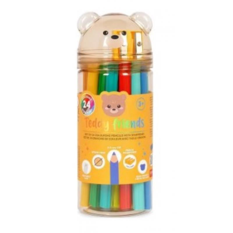 Legami Set Ξυλομπογιές Teddy Friends 24 Χρώματα με Ξύστρα (3.5 mm) TDP0001