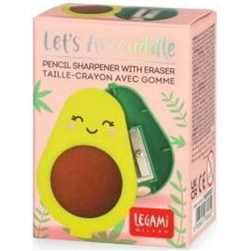 Legami Pencil Sharpener w/Eraser - Let's Avocuddle - Avocado