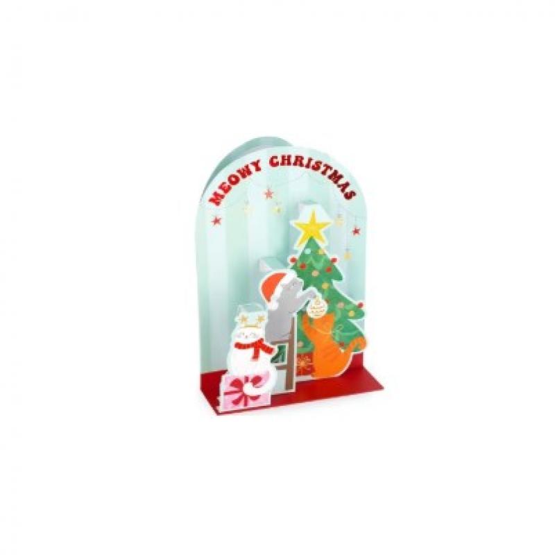 Legami Pop-Up Christmas Greeting Card - Meowy Christmas and a Happy Meow Year