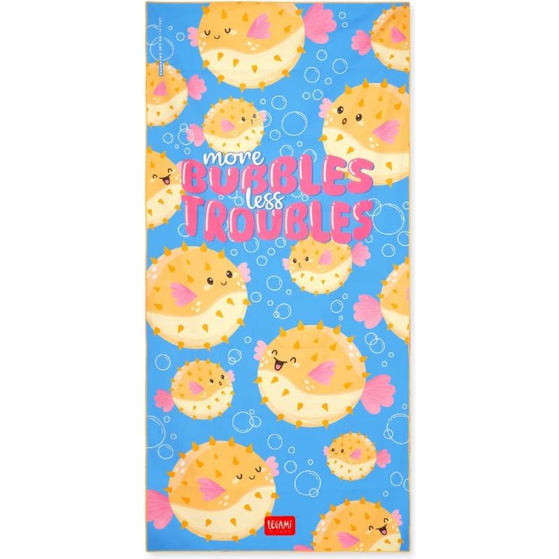 Legami Good Vibes Beach Towel - More Bubbles Less Troubles - Pufferfish