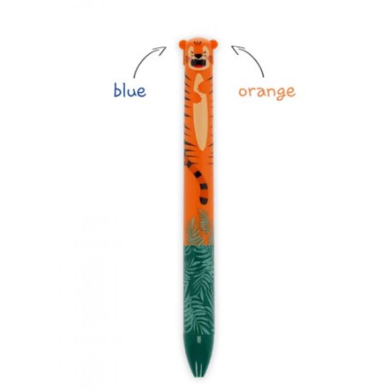 Legami Two Colour Ballpoint Pen - Click & Clack - Tiger