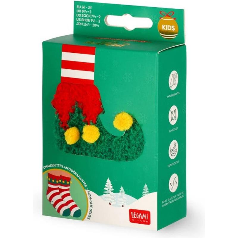 Legami Non-Slip Socks Christmas Edition - It's a Match! - Elf (Adult One Size No 35-42)