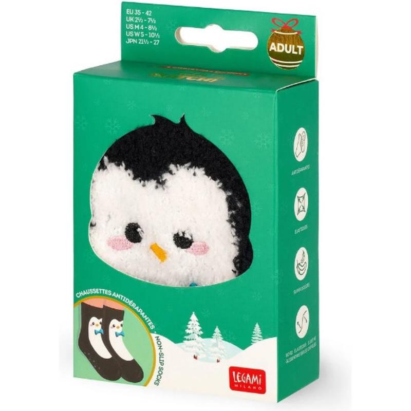 Legami Non-Slip Socks Christmas Edition - It's a Match! - Penguin (Adult One Size No 35-42)