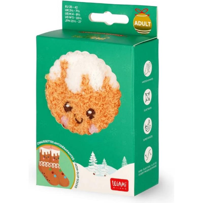 Legami Non-Slip Socks Christmas Edition - It's a Match! - Gingerbread (Adult One Size No 35-42)