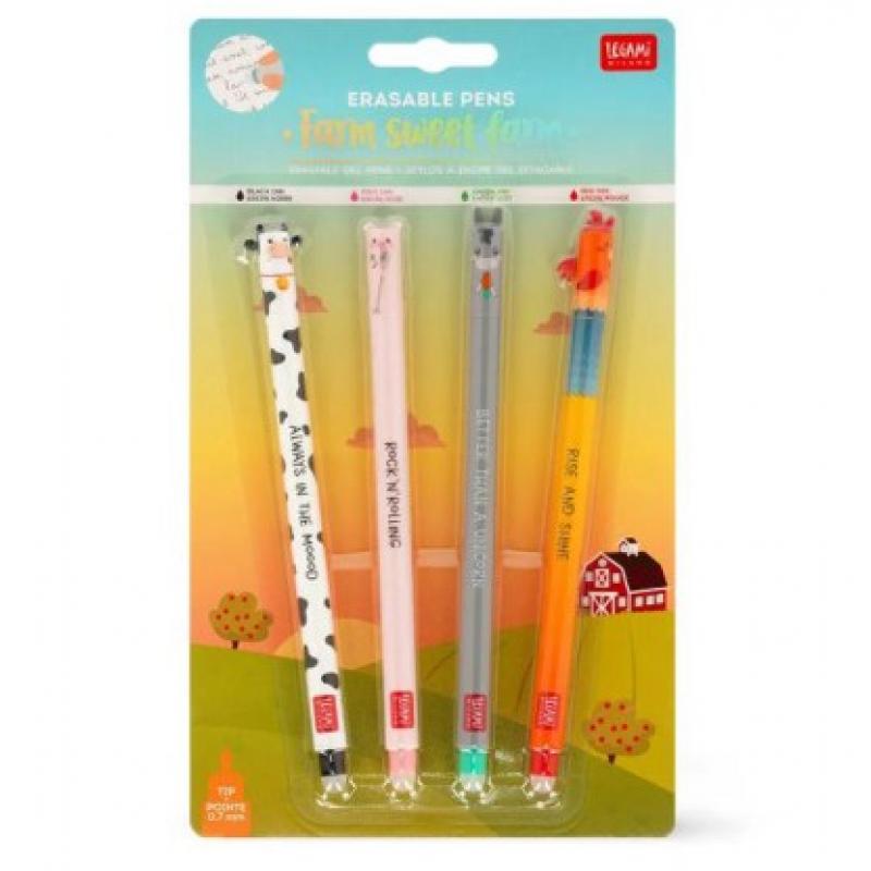 Legami Set 4 Στυλό Gel Limited Edition Farm Sweet Farm Erasable EPSET0011