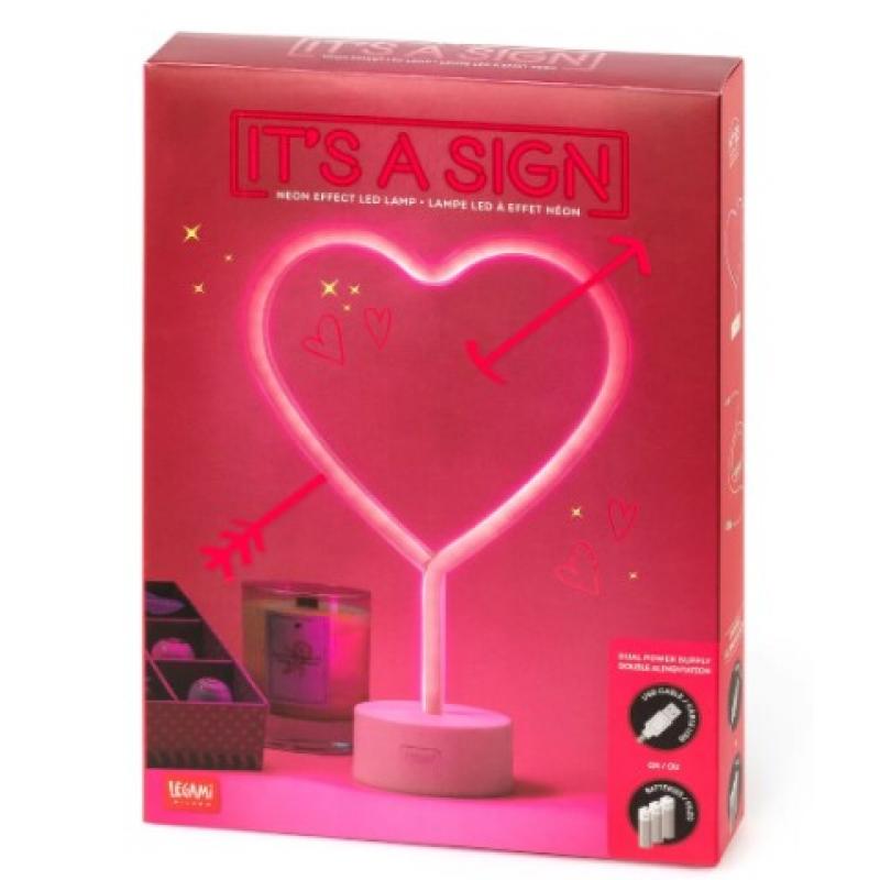 Legami Neon Effect Led Lamp - It's a Sign - Heart