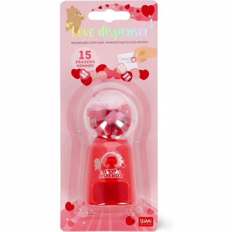 Legami Mini Eraser Dispenser - Love Dispenser - Μίνι Γόμες Καρδούλες