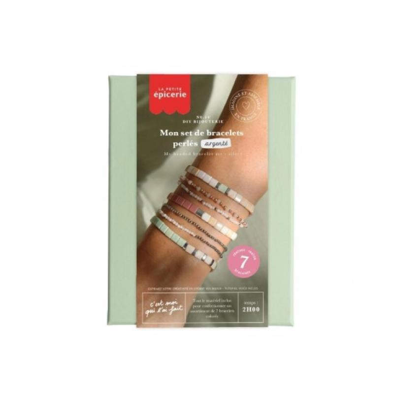 La Petite Epicerie DIY My Beaded Bracelet Set Silver Armband Set