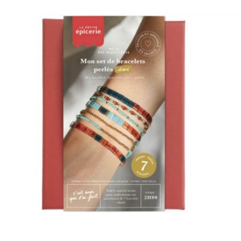 La Petite Epicerie DIY My Beaded Bracelet Set Gold Armband Set