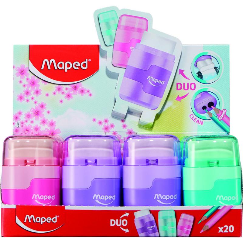 Γόμα και Ξύστρα Connect Τετράγωνη Παστέλ (Διάφορα Χρώματα)