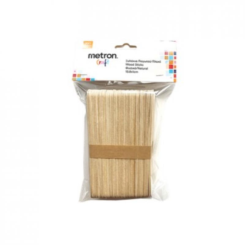 Metron Craft Ξυλάκι Παγωτού Πλακέ 100 τεμ. 15.8 χ 1.5 εκ. Φυσικό Χρώμα