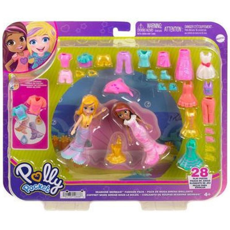 Polly Pocket - Νέα Κούκλα με Μόδες Μεγάλο Pack - Seashine Mermaid Fashion Pack