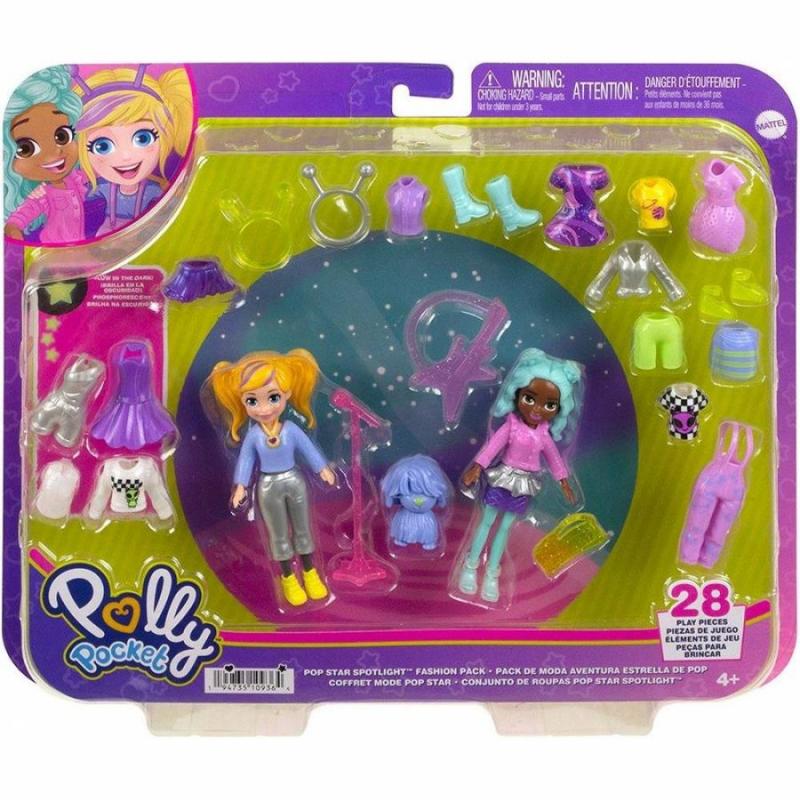 Polly Pocket - Νέα Κούκλα με Μόδες Μεγάλο Pack - Pop Star Spotlight Fashion Pack