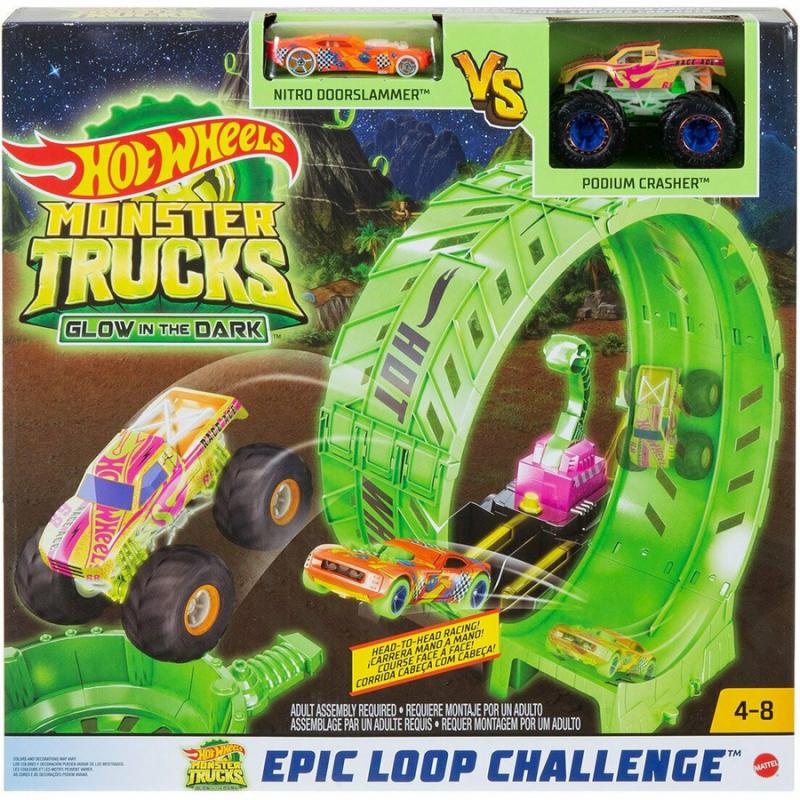 Hot Wheels Monster Trucks Πίστα Σούπερ Λουπ - Glow in the Dark